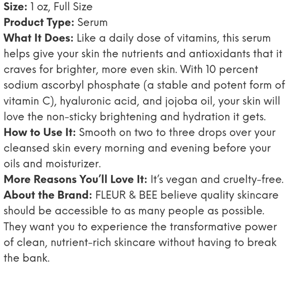 FLEUR & BEE Nectar of the C Serum Brand New Never Used - Picture 7 of 7